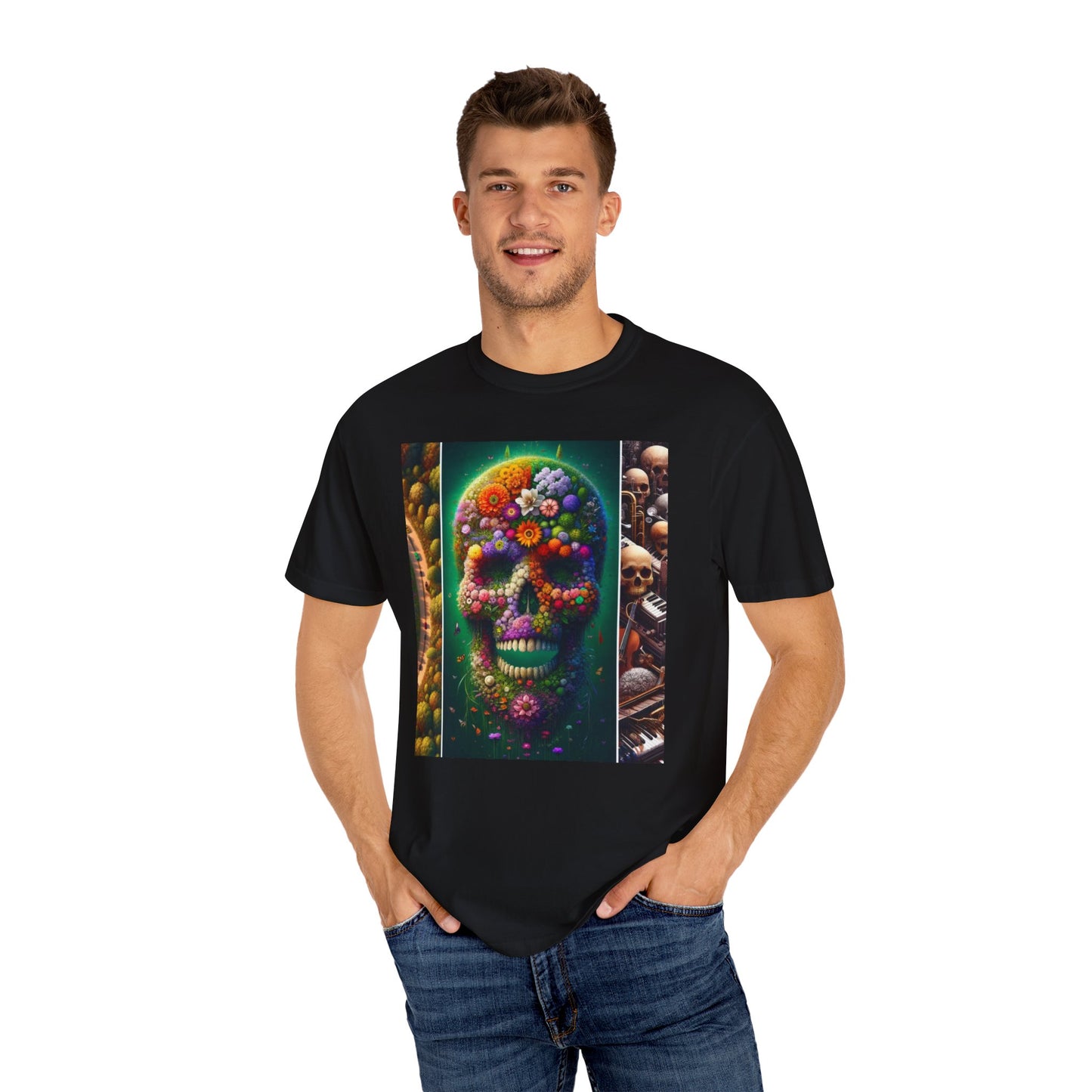 Floral Skull Symphony T-Shirt